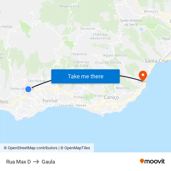 Rua Max  D (1216) to Gaula map