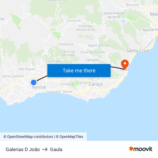 Galerias D João to Gaula map