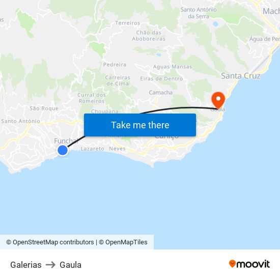 Galerias to Gaula map
