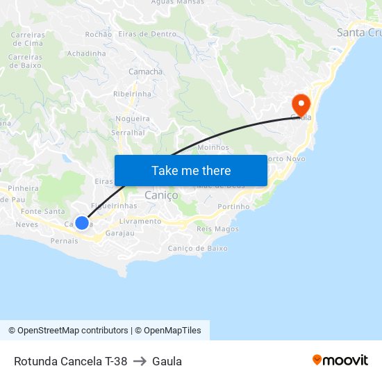 Rotunda Cancela  T-38 to Gaula map