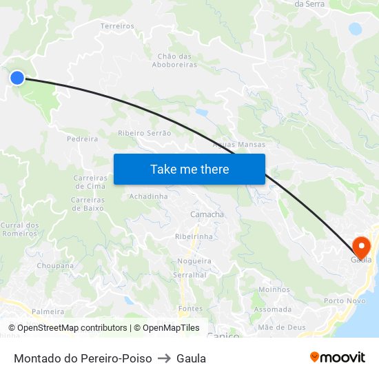 Montado do Pereiro-Poiso to Gaula map