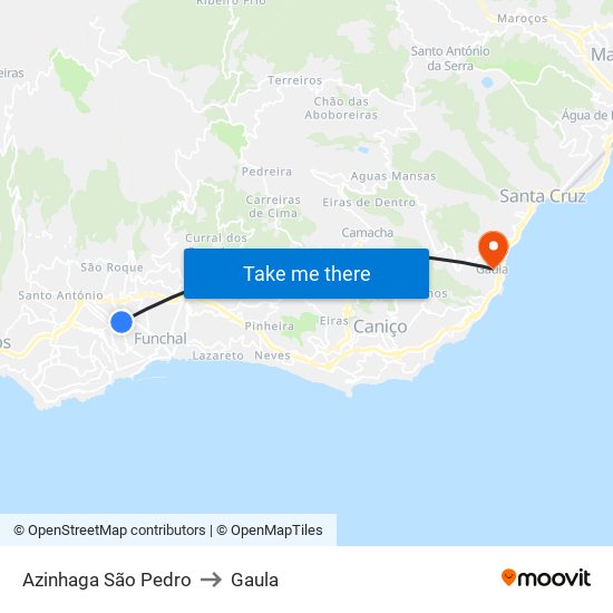 Azinhaga São Pedro to Gaula map