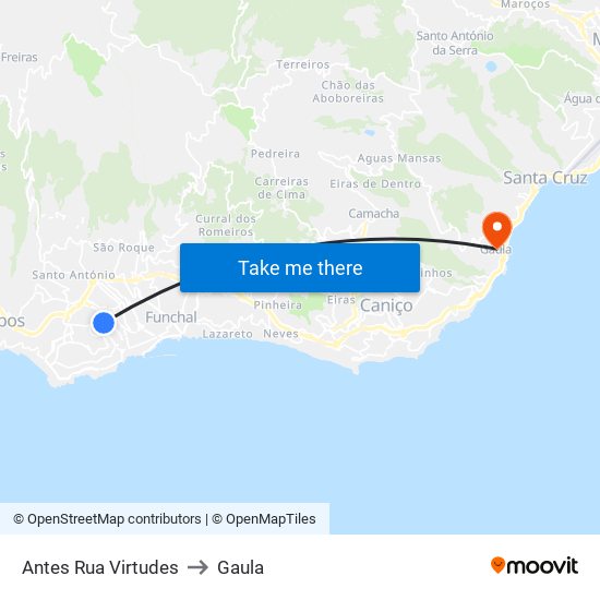 Antes Rua Virtudes to Gaula map