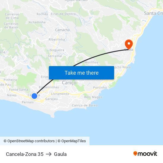 Cancela-Zona 35 to Gaula map