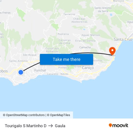 Tourigalo  S Martinho  D to Gaula map