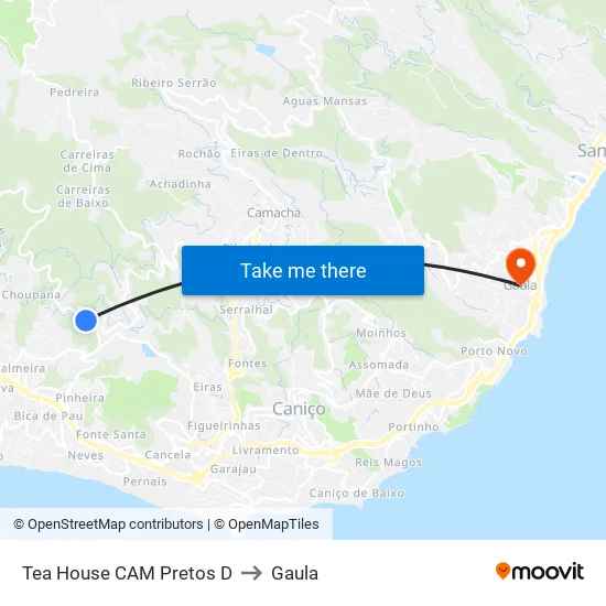 Tea House  CAM Pretos  D (386) to Gaula map