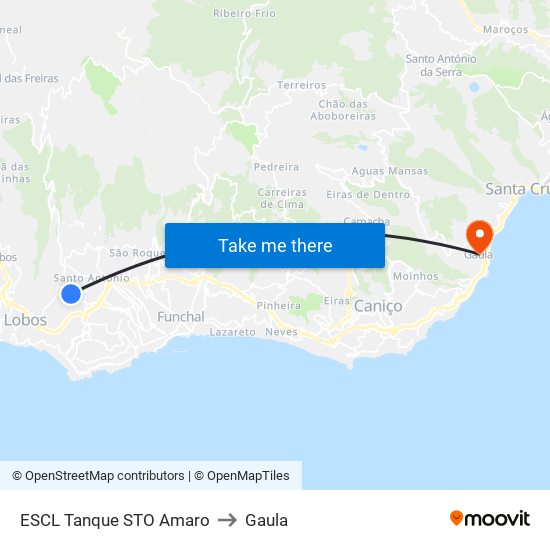 ESCL Tanque  STO Amaro to Gaula map