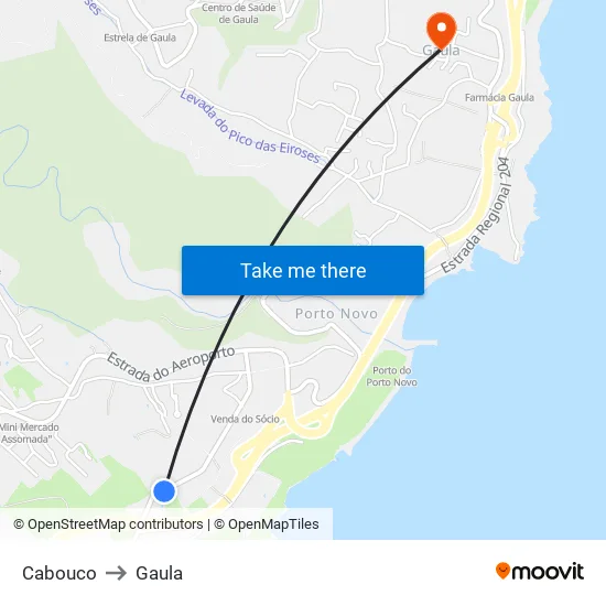 Cabouco to Gaula map