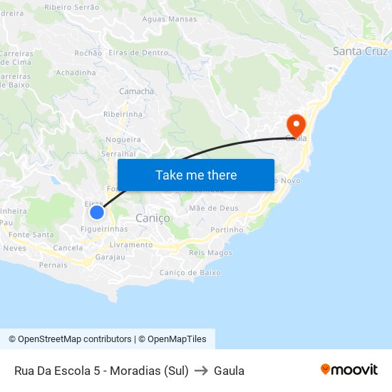 Rua Da Escola 5 - Moradias (Sul) to Gaula map