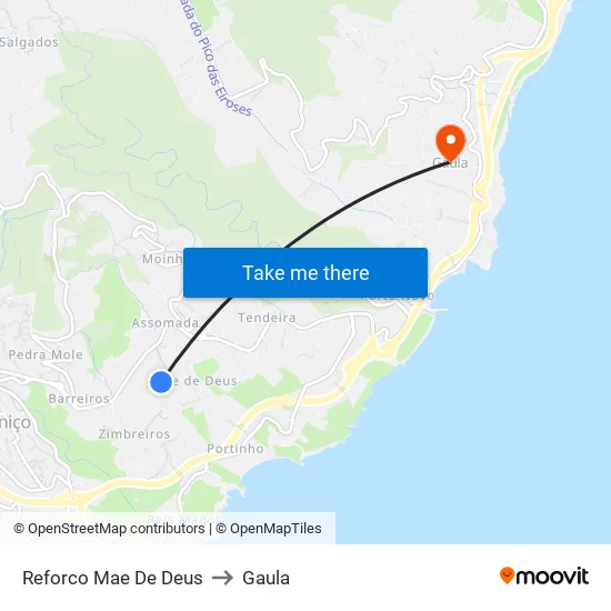 Reforco Mae De Deus to Gaula map