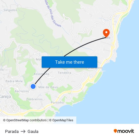 Parada to Gaula map