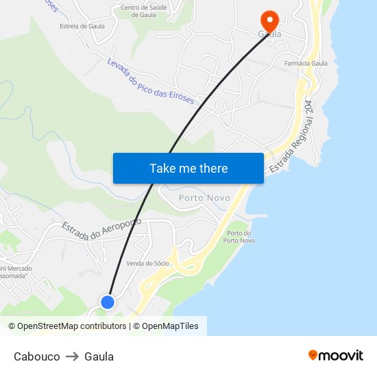 Cabouco to Gaula map