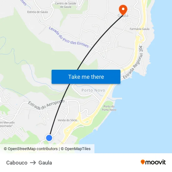 Cabouco to Gaula map