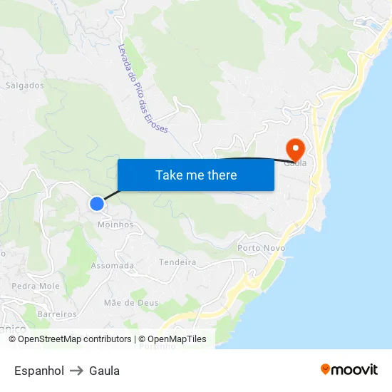 Espanhol to Gaula map