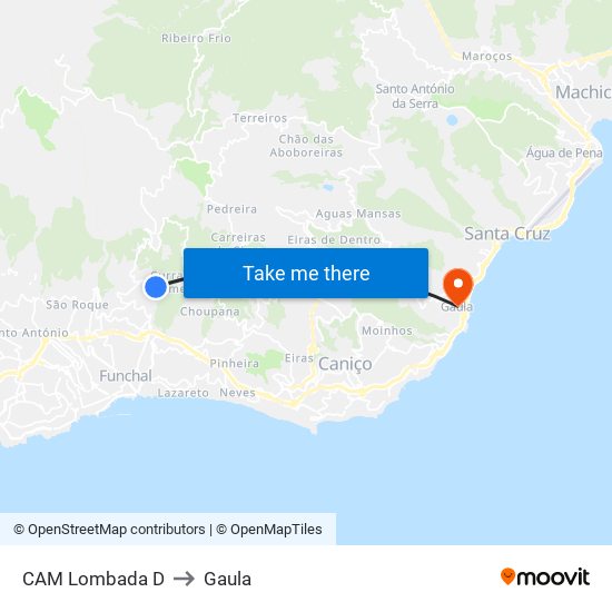 CAM Lombada D to Gaula map