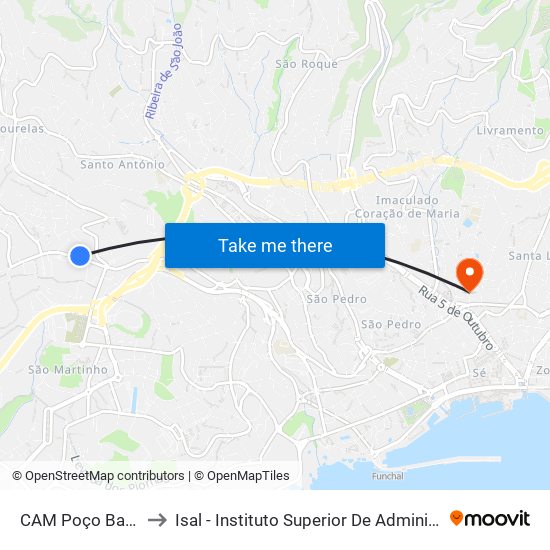 CAM Poço Barral  VW  S to Isal - Instituto Superior De Administração E Línguas map