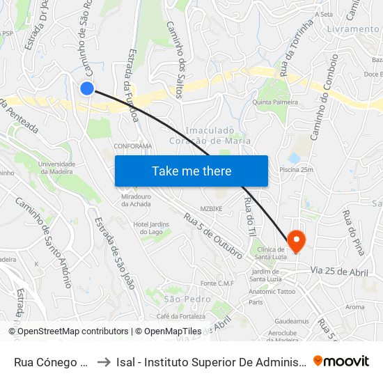 Rua Cónego Andrade to Isal - Instituto Superior De Administração E Línguas map