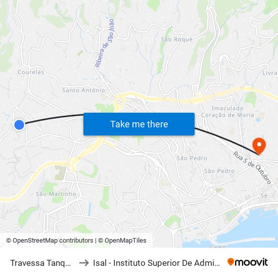 Travessa Tanque  Maxmat to Isal - Instituto Superior De Administração E Línguas map