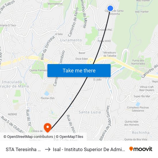 STA Teresinha  Babosas  D to Isal - Instituto Superior De Administração E Línguas map