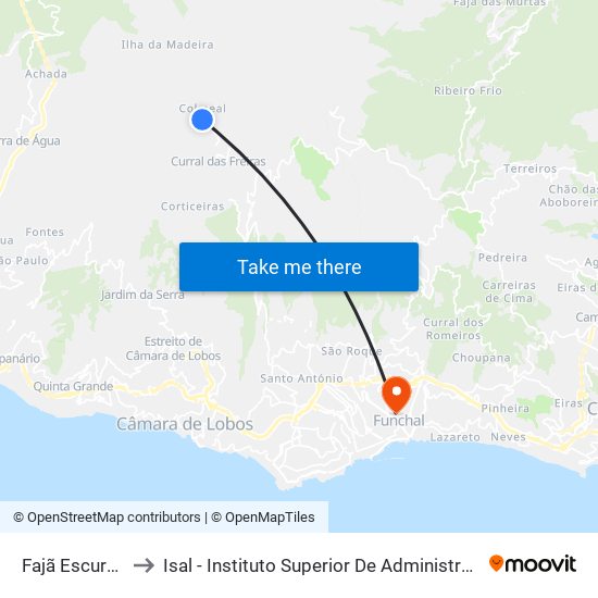 Fajã Escura-Final to Isal - Instituto Superior De Administração E Línguas map
