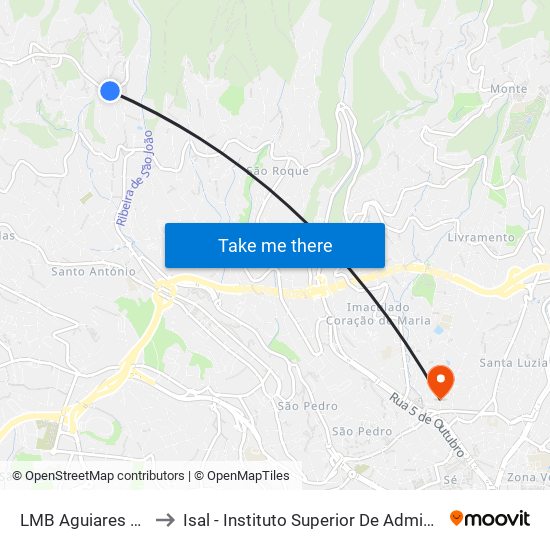 LMB Aguiares  T-10A e 46 to Isal - Instituto Superior De Administração E Línguas map