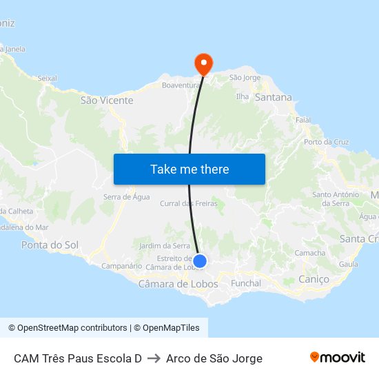 CAM Três Paus  Escola  D to Arco de São Jorge map