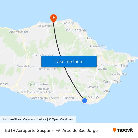 ESTR Aeroporto  Gaspar F to Arco de São Jorge map