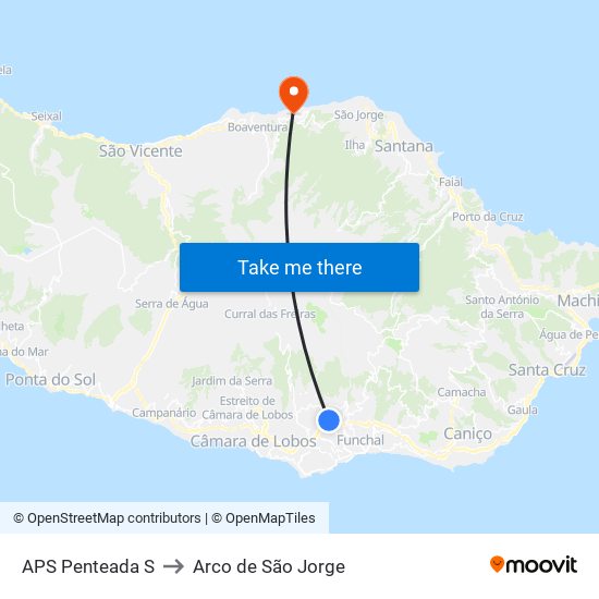 APS Penteada  S to Arco de São Jorge map