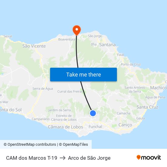 CAM dos Marcos  T-19 to Arco de São Jorge map