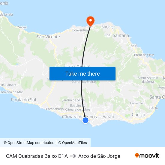 CAM Quebradas Baixo  D1A to Arco de São Jorge map