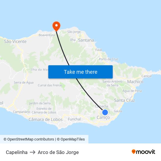 Capelinha to Arco de São Jorge map