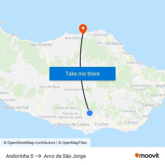 Andorinha  S to Arco de São Jorge map