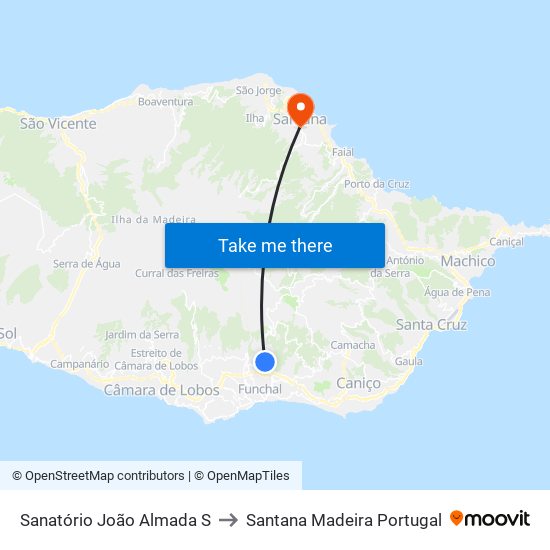 Sanatório João Almada  S to Santana Madeira Portugal map