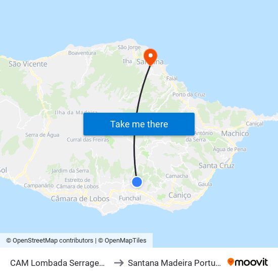 CAM Lombada  Serragem  S to Santana Madeira Portugal map