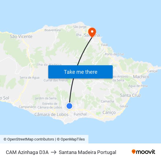 CAM Azinhaga  D3A to Santana Madeira Portugal map