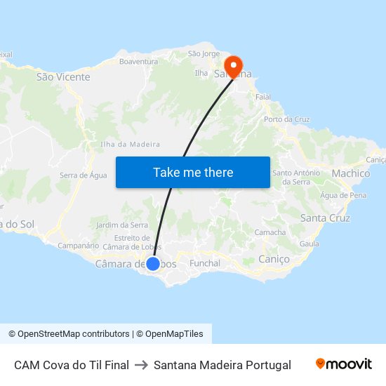 CAM Cova do Til  Final to Santana Madeira Portugal map