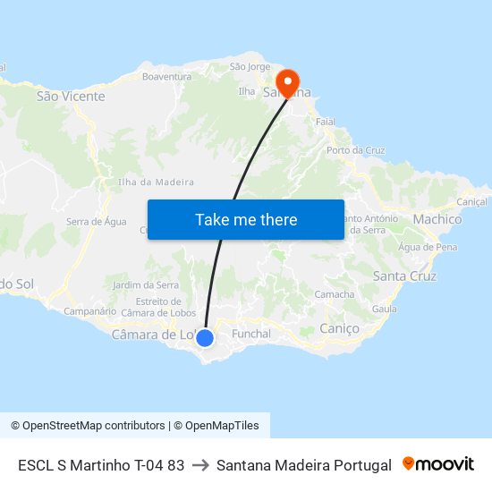 ESCL S Martinho  T-04 83 to Santana Madeira Portugal map