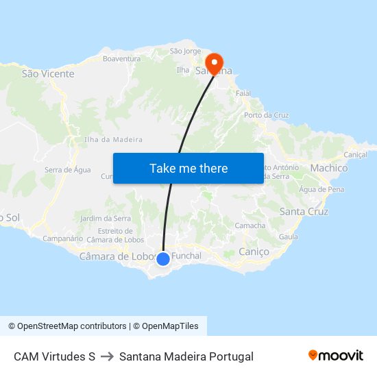 CAM Virtudes  S to Santana Madeira Portugal map