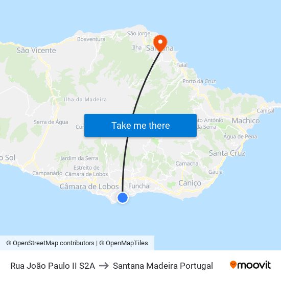 Rua João Paulo II  S2A to Santana Madeira Portugal map