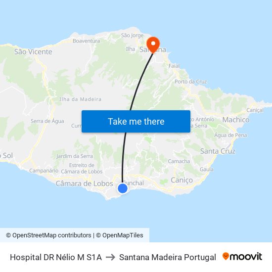 Hospital DR Nélio M  S1A to Santana Madeira Portugal map