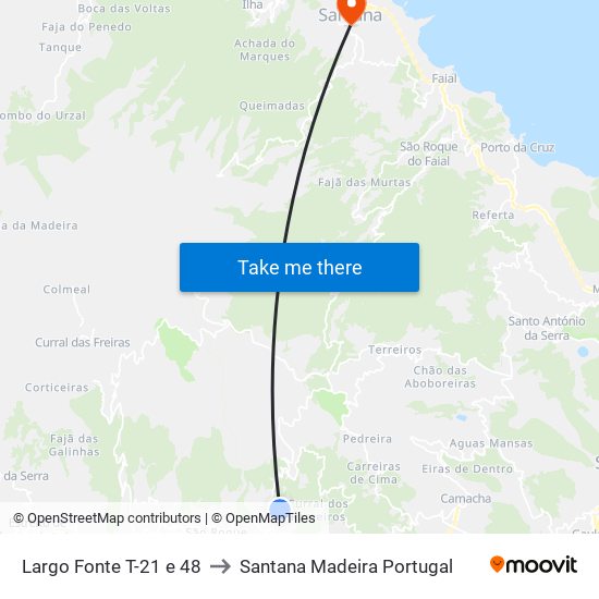 Largo Fonte  T-21 e 48 to Santana Madeira Portugal map