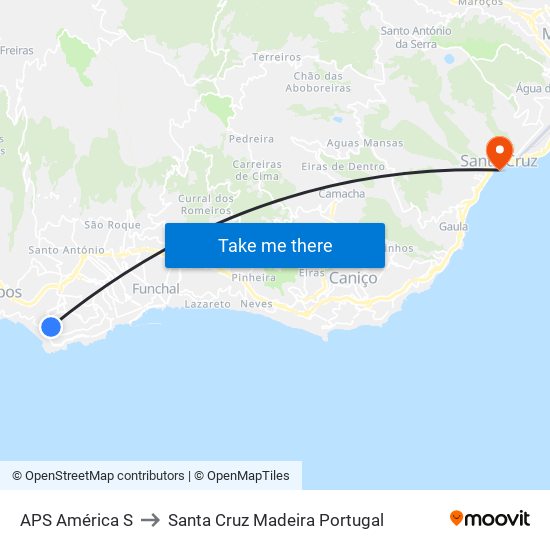 APS América  S to Santa Cruz Madeira Portugal map