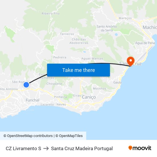 CZ Livramento  S to Santa Cruz Madeira Portugal map