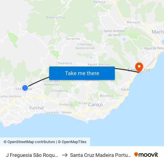 J Freguesia São Roque  D to Santa Cruz Madeira Portugal map