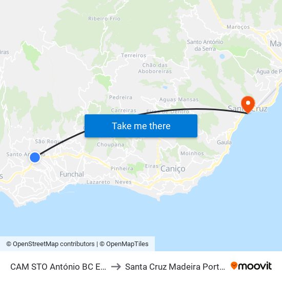 CAM STO António  BC ESCL to Santa Cruz Madeira Portugal map