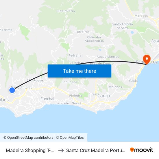 Madeira Shopping  T-8A to Santa Cruz Madeira Portugal map