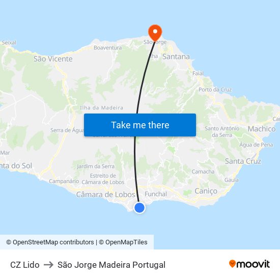 CZ Lido to São Jorge Madeira Portugal map