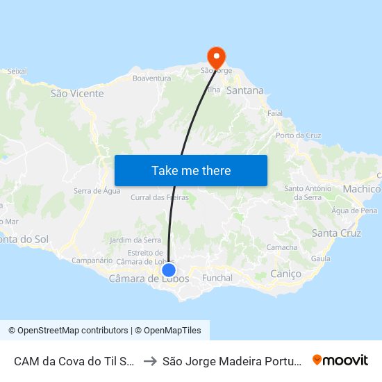 CAM da Cova do Til  S3A to São Jorge Madeira Portugal map