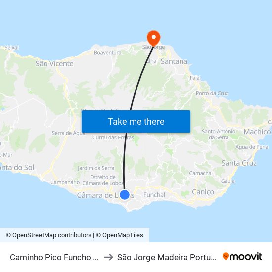 Caminho Pico Funcho  2A to São Jorge Madeira Portugal map