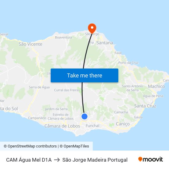 CAM Água Mel  D1A to São Jorge Madeira Portugal map